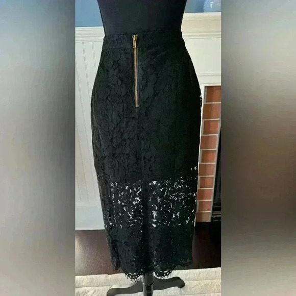 NWT Chaser Black Lace Slip Midi Skirt with Slit Size Medium ~ Trending Fall 2025 - Picture 6 of 11